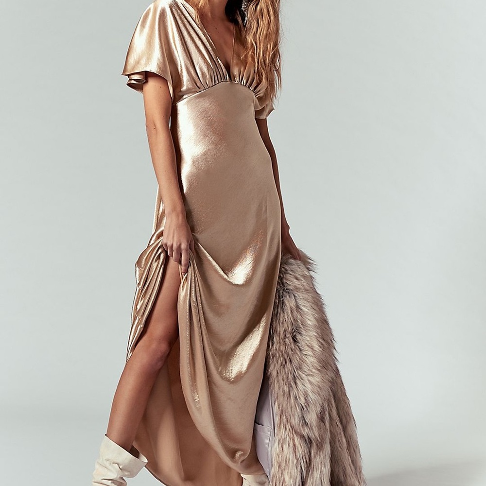 Free People Beatrice Dress Gold